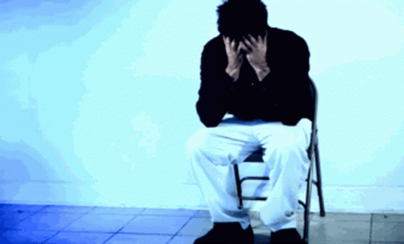 Stressed Out Guy Sitting Alone GIF