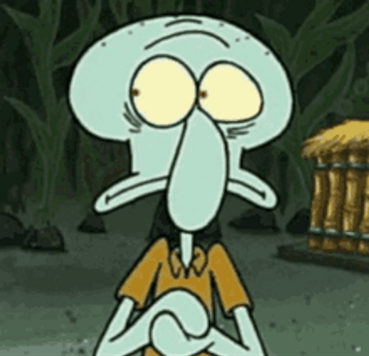 Stressed Out Squidward Looking Around GIF