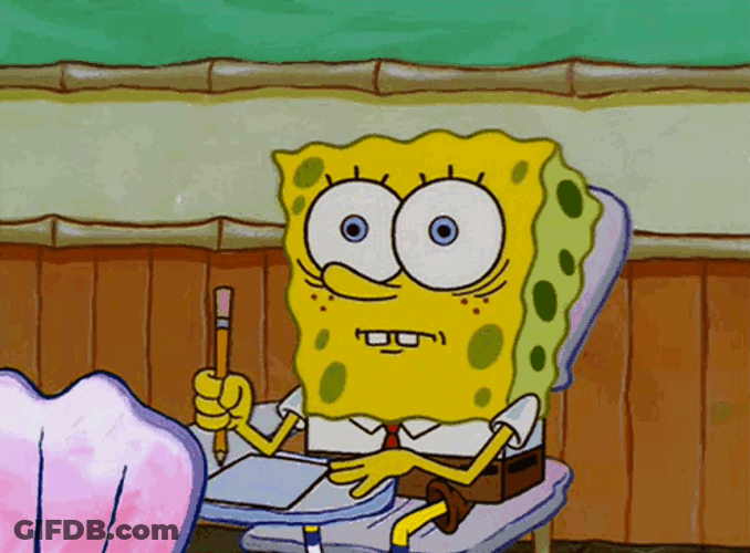 Stressed SpongeBob Holding A Pencil GIF