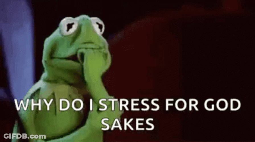 Stressing Kermit Biting Hand GIF