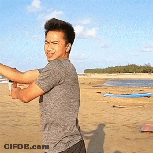 Stretching Arms Beachside GIF