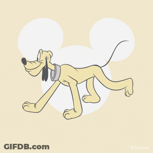 Stretching Disney Pluto Mickey Mouse Logo GIF