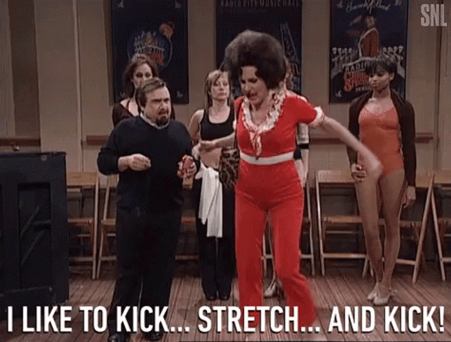 Stretching I Like To Kick SNL GIF