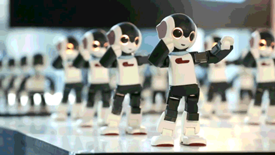 Stretching Robi Dancing Robots GIF