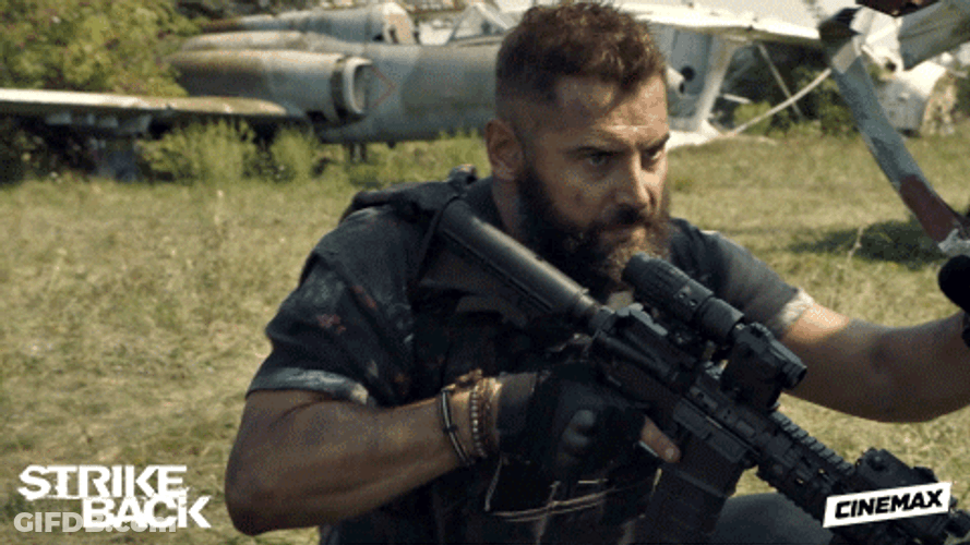 Strike Back Gunner Hiding GIF