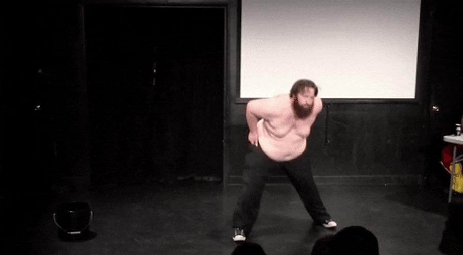 Strip Tease Fat Guy GIF