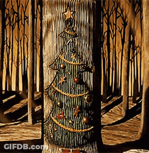 Striped Christmas Tree With Star On Top GIF