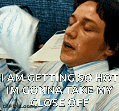 Striped Shirt Man Saying Getting So Hot Taking Clothes Off GIF