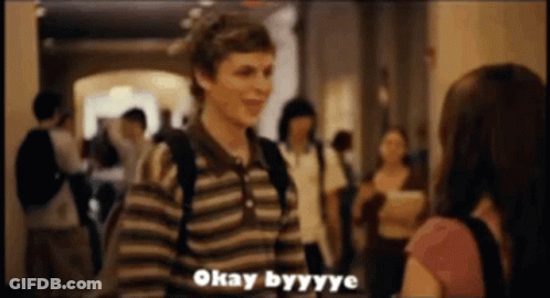 Striped Shirt Man Says Okay Byuyye To Woman GIF
