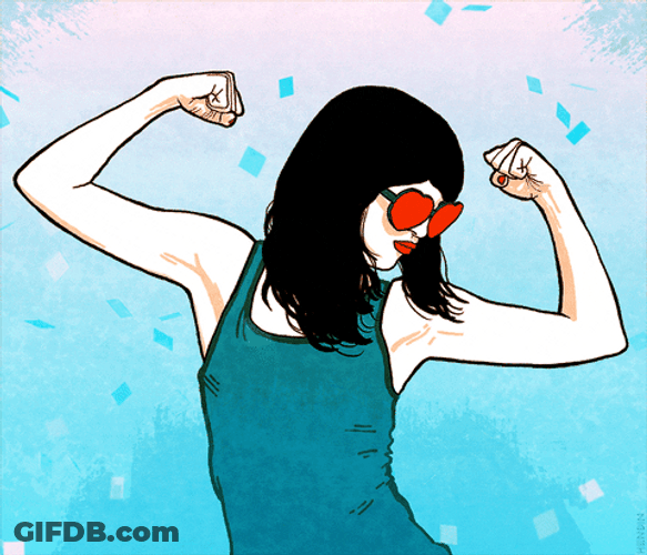 Strong Female Muscle Flex Art GIF