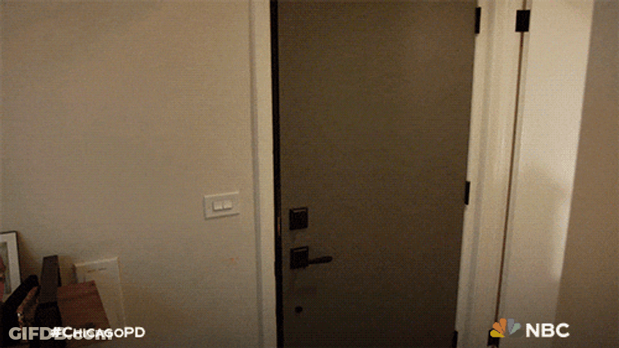 Strong Police Man Ambush Doors GIF