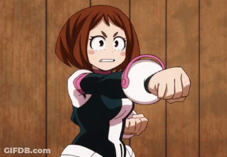 Strong Uraraka Punching Skills GIF