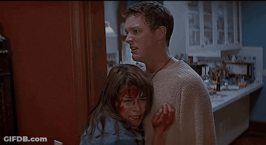 Stu Macher Girl Got Scared Scene GIF