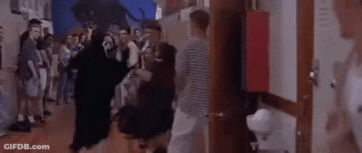 Stu Macher Masked Guy Runs GIF