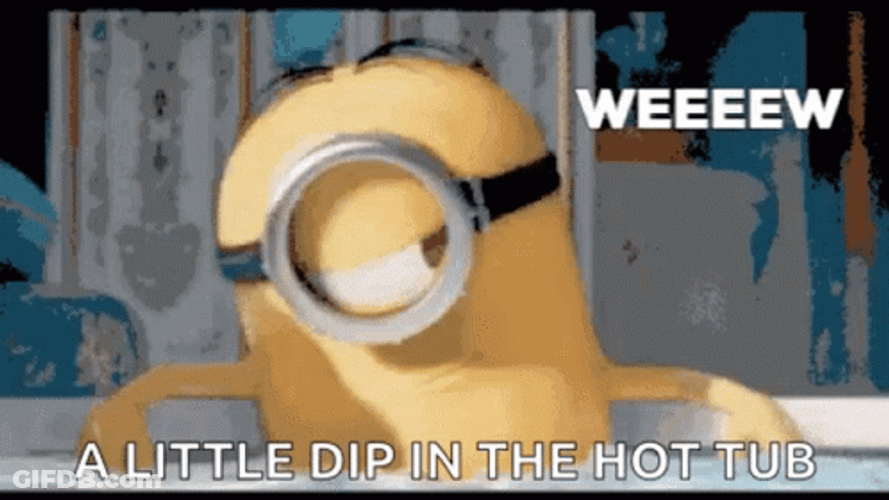 Stuart The Minion In The Hot Tub GIF
