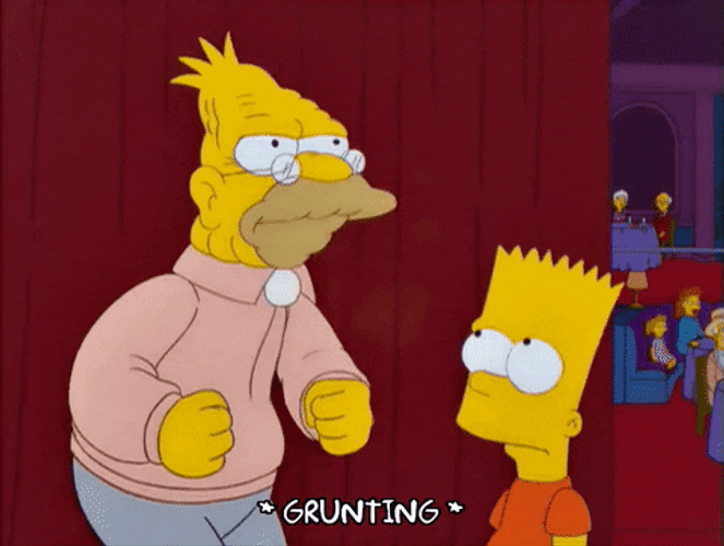 Stubborn Grunting Grandpa GIF