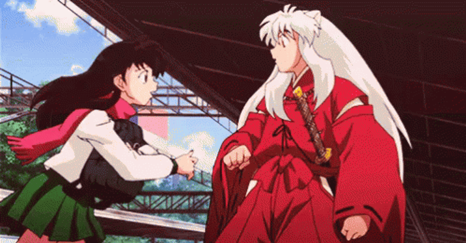 Student Kagome Hugging Inuyasha GIF