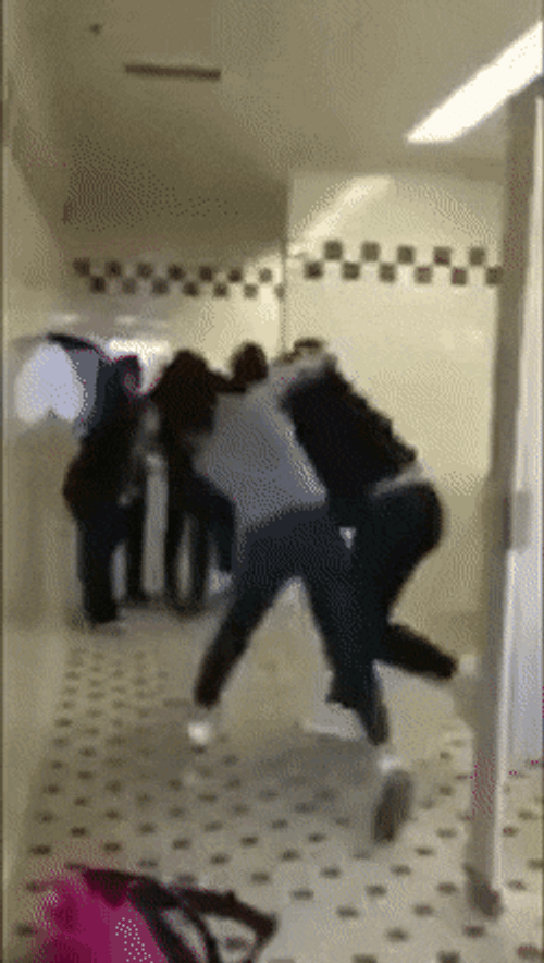 Students Fighting In School Restroom GIF