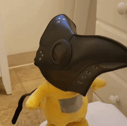 Stuff Toy Laa-Laa Teletubbies Wearing Mask GIF