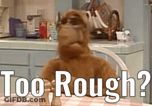 Stuffed Animal At Table Saying Too Rough GIF
