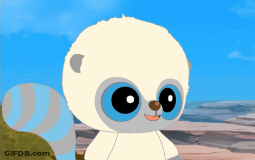 Stuffed Animal Big Blue Eyes Striped Tail GIF