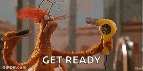 Stuffed Animal Blow Drying Hair Saying Get Ready GIF