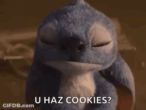 Stuffed Animal Eyes Closed Saying U Haz Cookies GIF