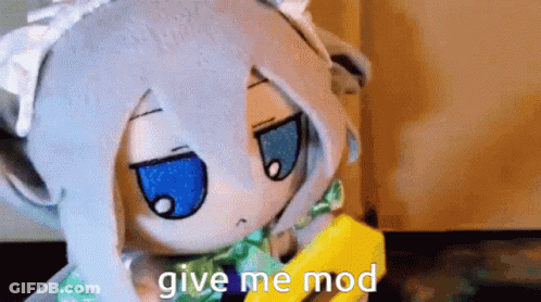 Stuffed Animal Holding Banana Says Give Me Mod GIF