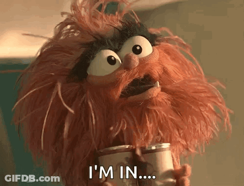 Stuffed Animal Holding Cup Saying Im In GIF