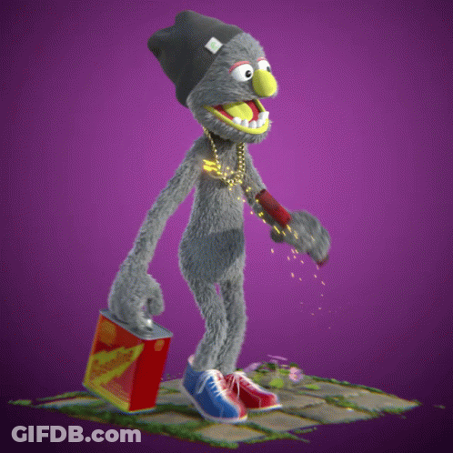 Stuffed Animal Holding Fireworks On Purple Background GIF