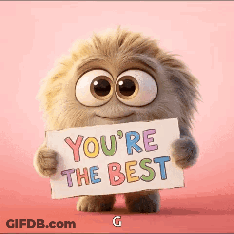 Stuffed Animal Holding Youre The Best Sign GIF
