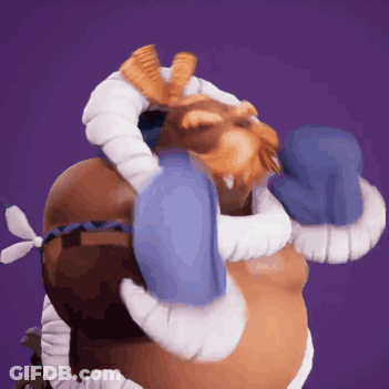 Stuffed Animal In Blue Hat On Purple Background GIF