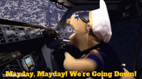 Stuffed Animal In Cockpit Saying Mayday GIF