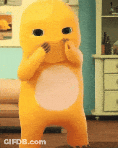 Stuffed Animal In Living Room With Couch And Dresser GIF