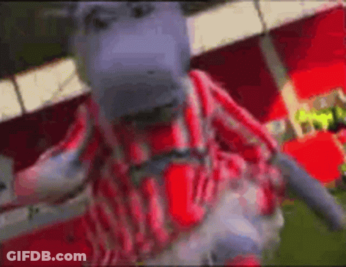 Stuffed Animal In Red And White Striped Shirt GIF