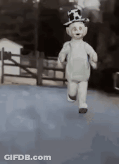 Stuffed Animal In Top Hat Running GIF