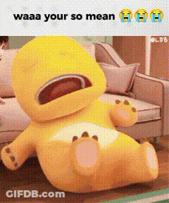 Stuffed Animal Laying On Floor Saying Waaa Your So Mean GIF