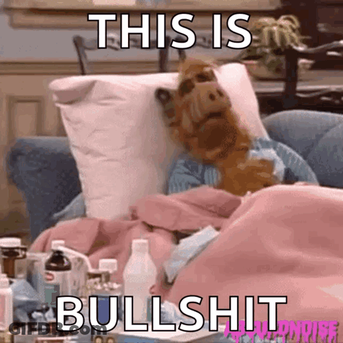 Stuffed Animal Lying In Bed Saying This Is Bullshit GIF