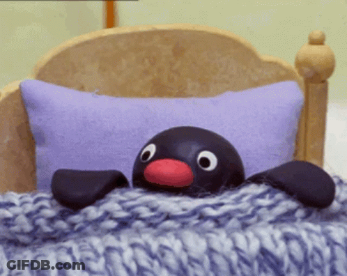 Stuffed Animal Lying Next To Purple Pillow GIF