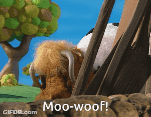 Stuffed Animal Moo-Woof GIF