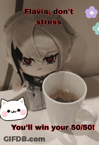Stuffed Animal Next To Flavia Coffee Cup GIF