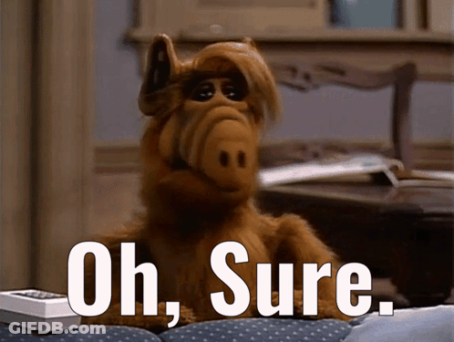 Stuffed Animal On Couch Saying Oh Sure GIF