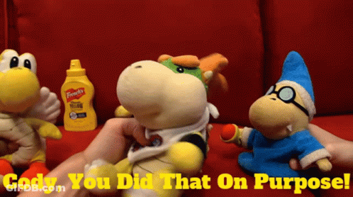 Stuffed Animal Saying Cody You Did That On Purpose GIF