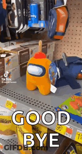 Stuffed Animal Saying Good Bye On Shelf GIF