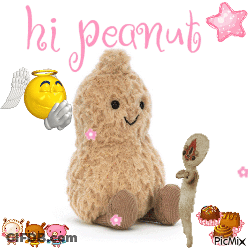 Stuffed Animal Saying Hi Peanut GIF