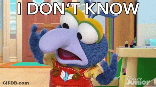 Stuffed Animal Saying I Don't Know Wearing Overalls And Hat GIF