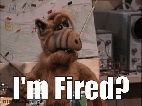 Stuffed Animal Saying I'm Fired GIF