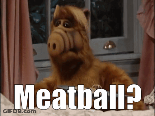 Stuffed Animal Saying Meatball On Bed GIF