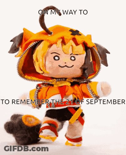 Stuffed Animal Saying On My Way To Remember The 21 Of September GIF