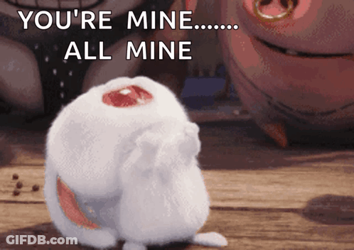 Stuffed Animal Says You're Mine All Mine In Front Of Pig GIF